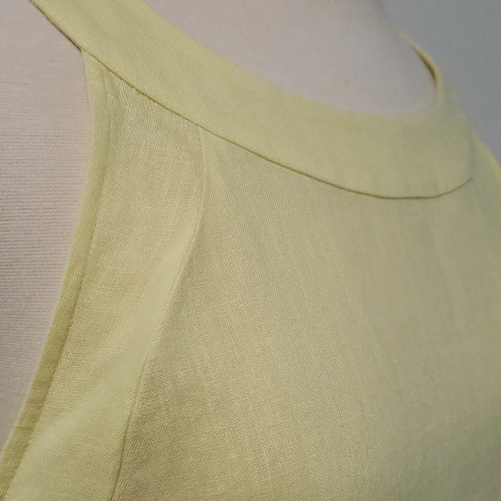 J Jill Love Linen butter-yellow linen midi dress with pockets size large - Picture 6 of 14